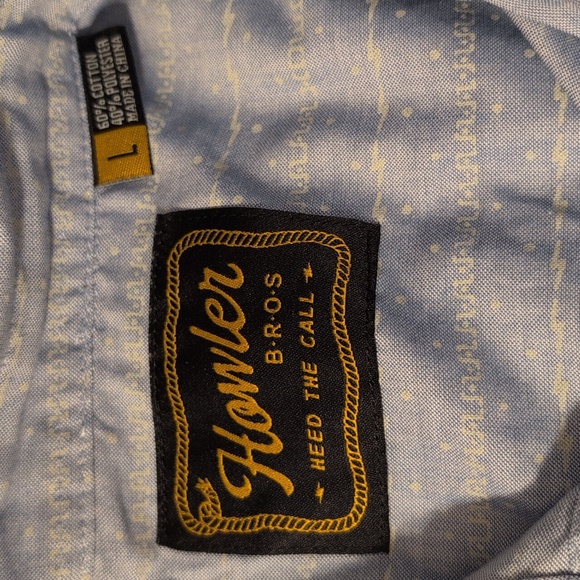 HOWLER H Bar B Snapshirt L Blue chambray subtle pattern - Picture 3 of 3